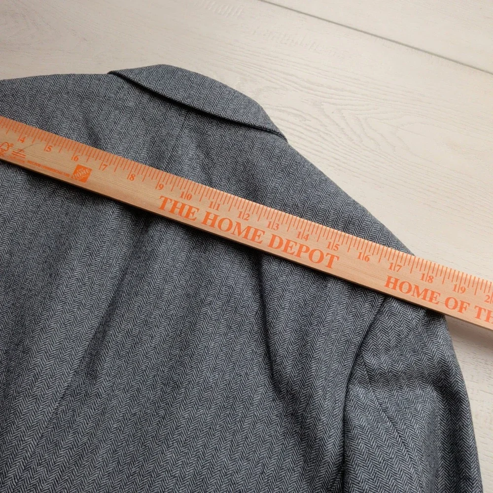 Banana Republic Wool Blazer Mens 40S Marzotto Grey Herringbone Slim Sport Coat